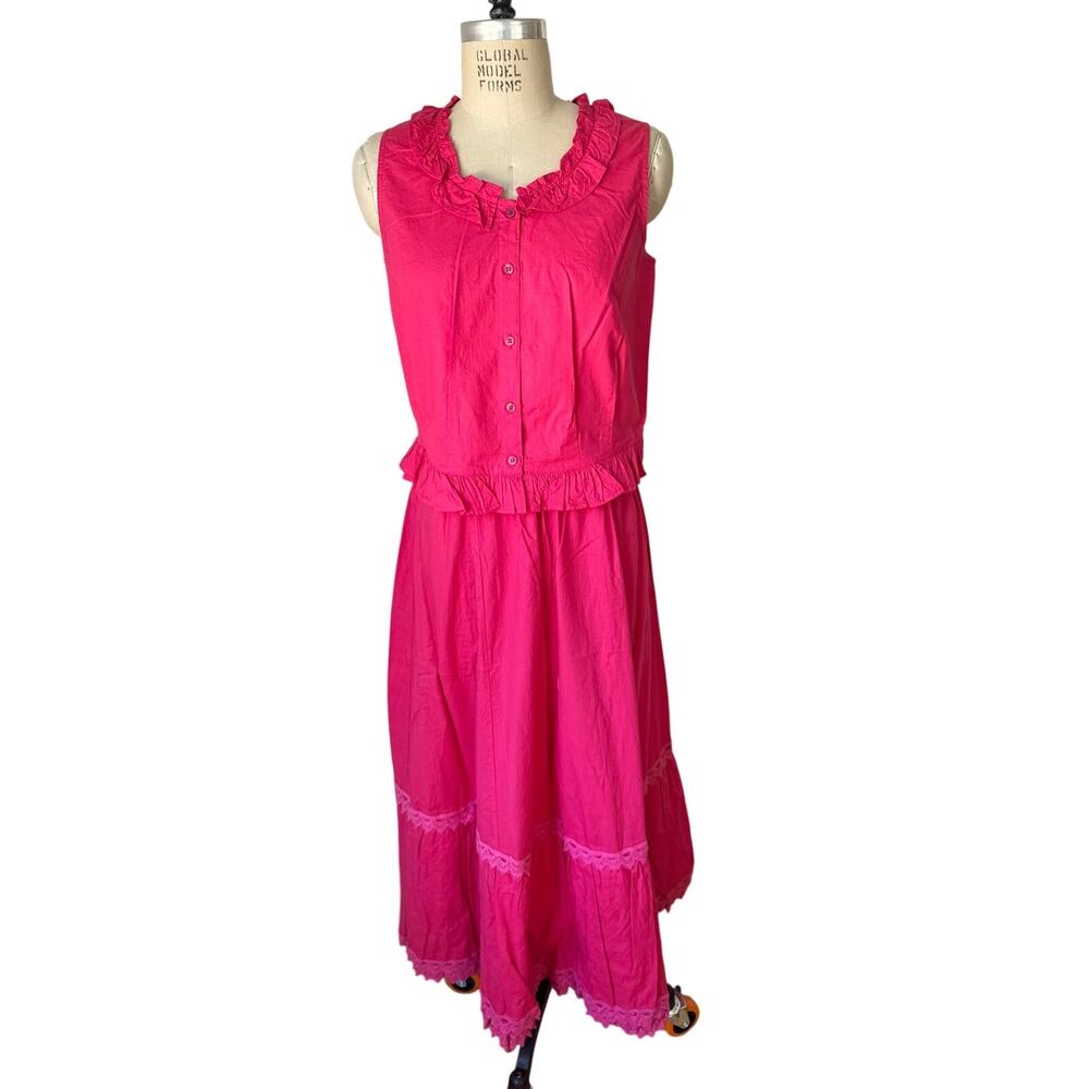 Scully Rangewear Cotton Petticoat Skirt & Ruffled Top Size Medium Bright Pink